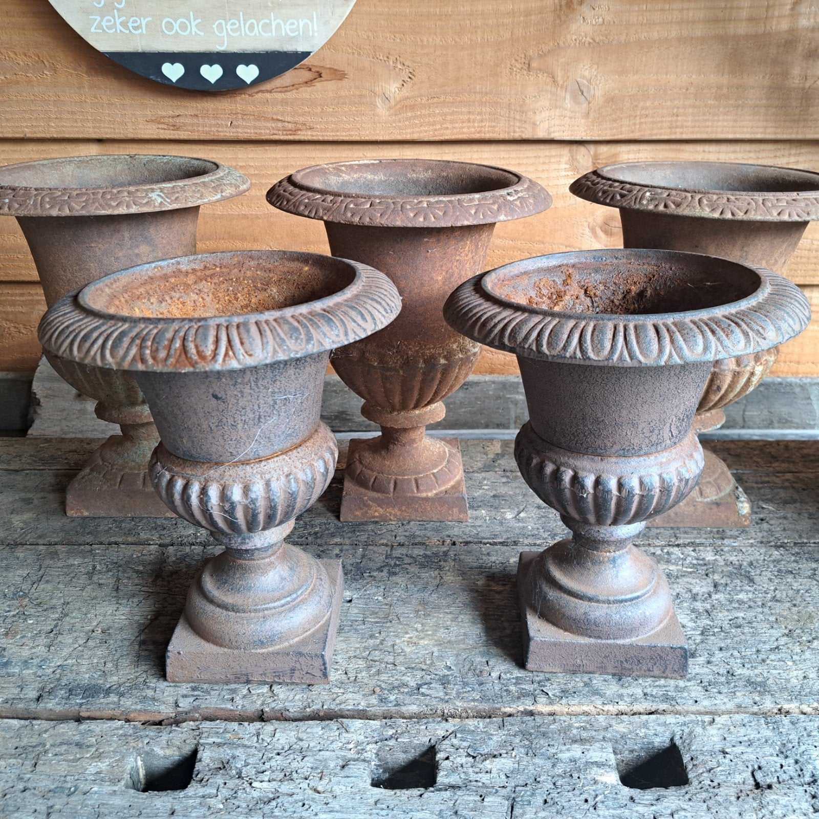 Set van 5 gietijzeren plantenpotten, Ophalen