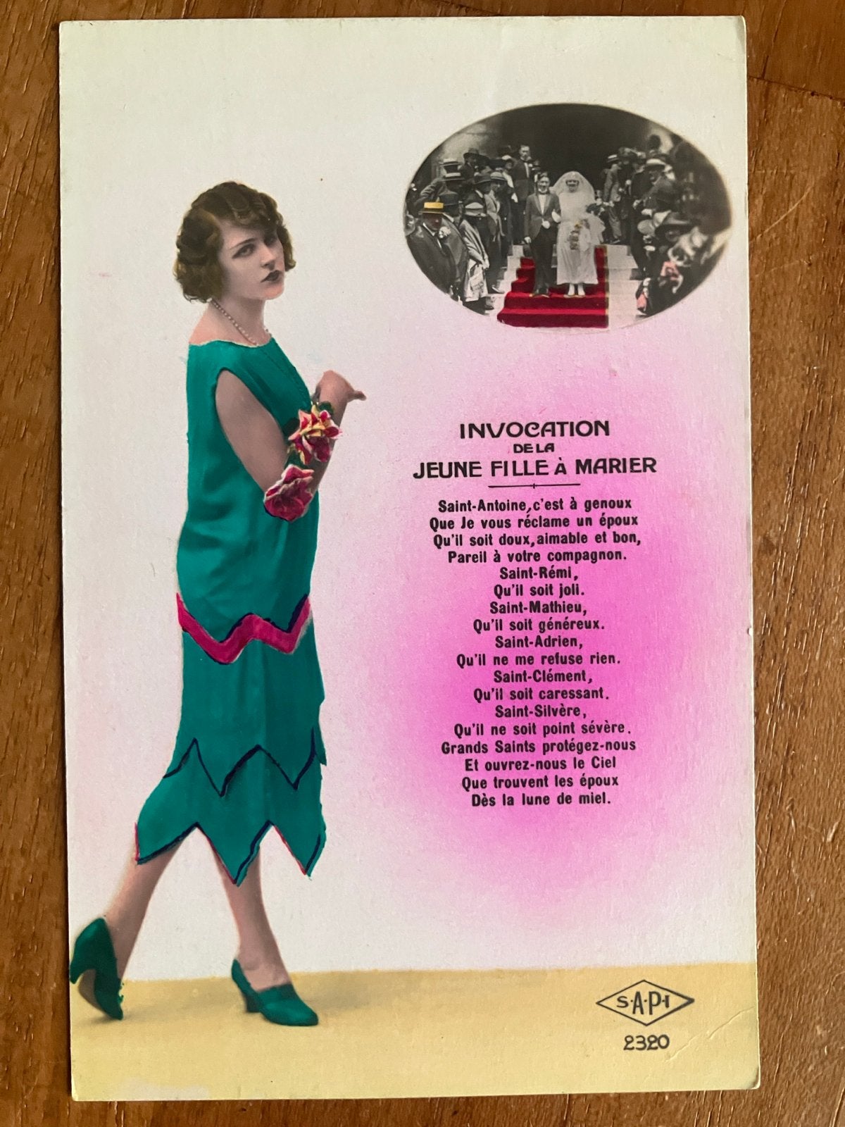 Jonge Bruid in Jaren '20 Stijl met humoristisch gedicht, Ophalen of Verzenden, Voor 1920, Gelopen, Feest(dag)