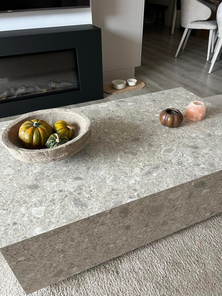 Stoere blok salontafel 110x70x35 cm - Hout & Kunststof, Huis en Inrichting, Tafels | Salontafels, Ophalen, Gebruikt, 100 tot 150 cm