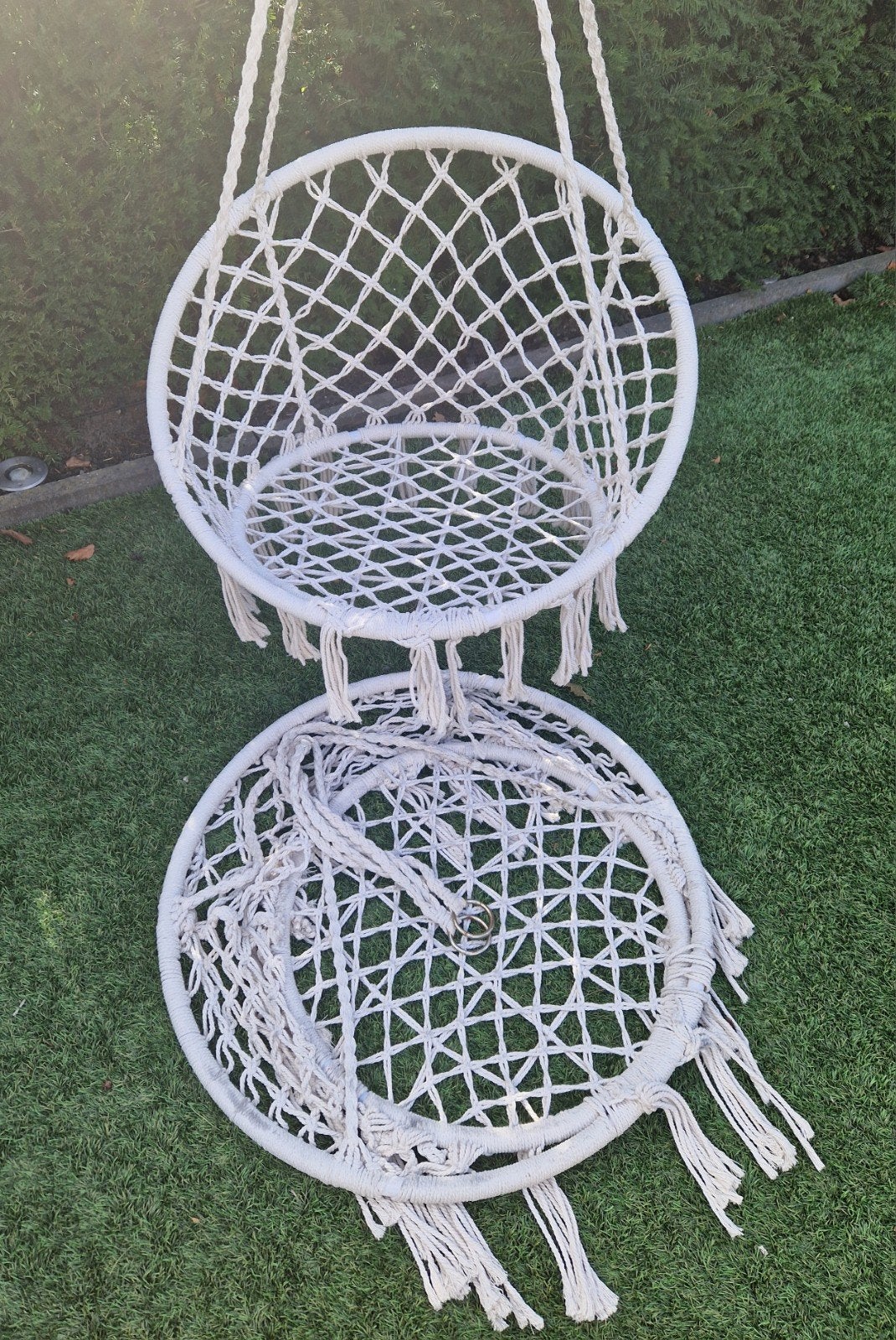 2 macramé hangstoelen, Tuin en Terras, Ophalen, Zo goed als nieuw, Overige materialen