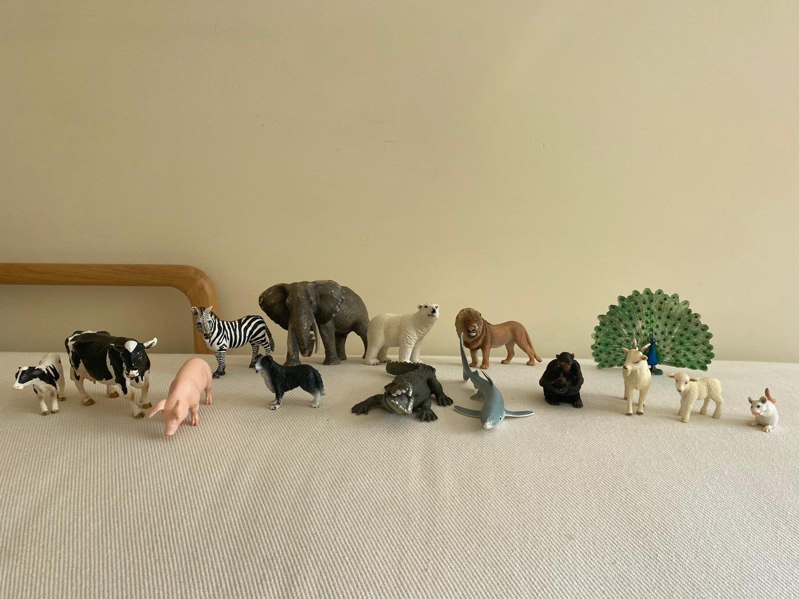Schleich Figuren: Dieren van de Boerderij en Wilde Dieren, Ophalen of Verzenden, Gebruikt