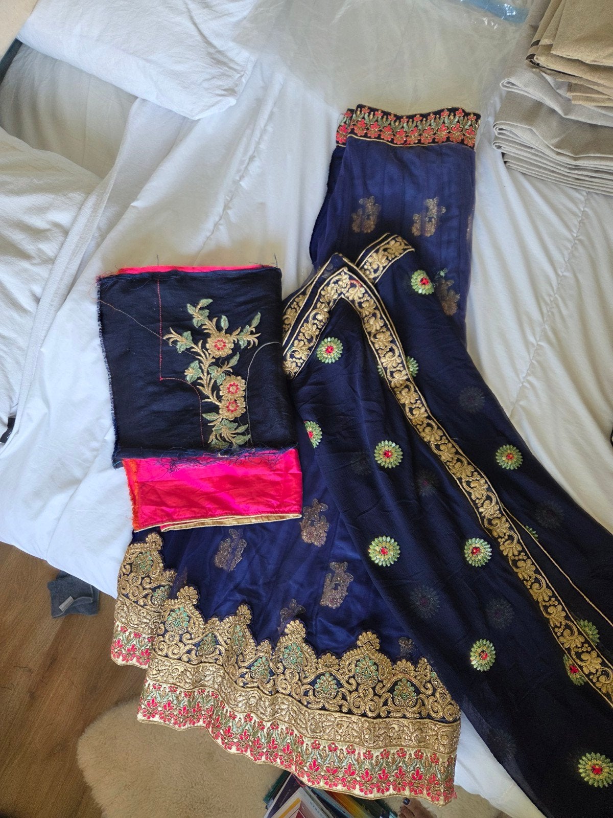 Prachtige Indiase Lehenga Choli - Nieuw met tags, Maat 38/40 (M), SAFCO N.V., Blauw, Nieuw