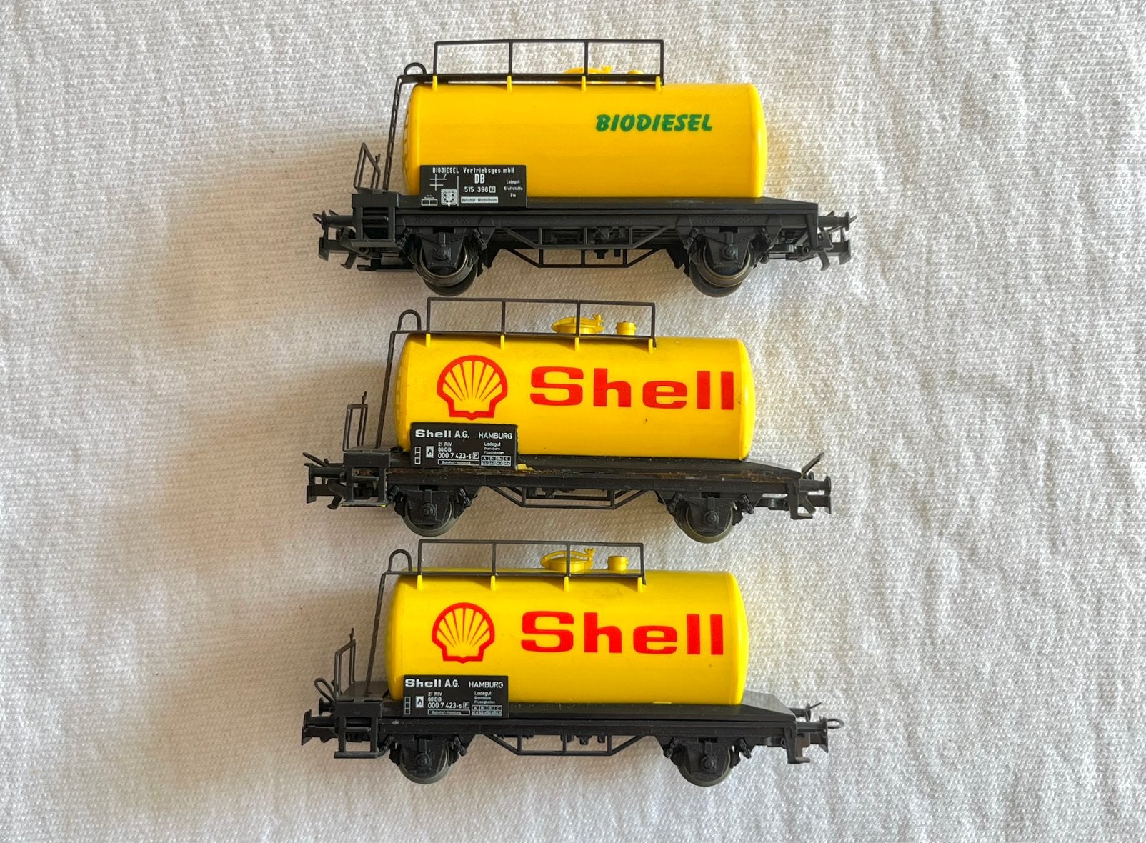 3x Marklin DB ketelwagons Shell/biodiesel H0, Wisselstroom, Gebruikt, Wagon, Ophalen of Verzenden
