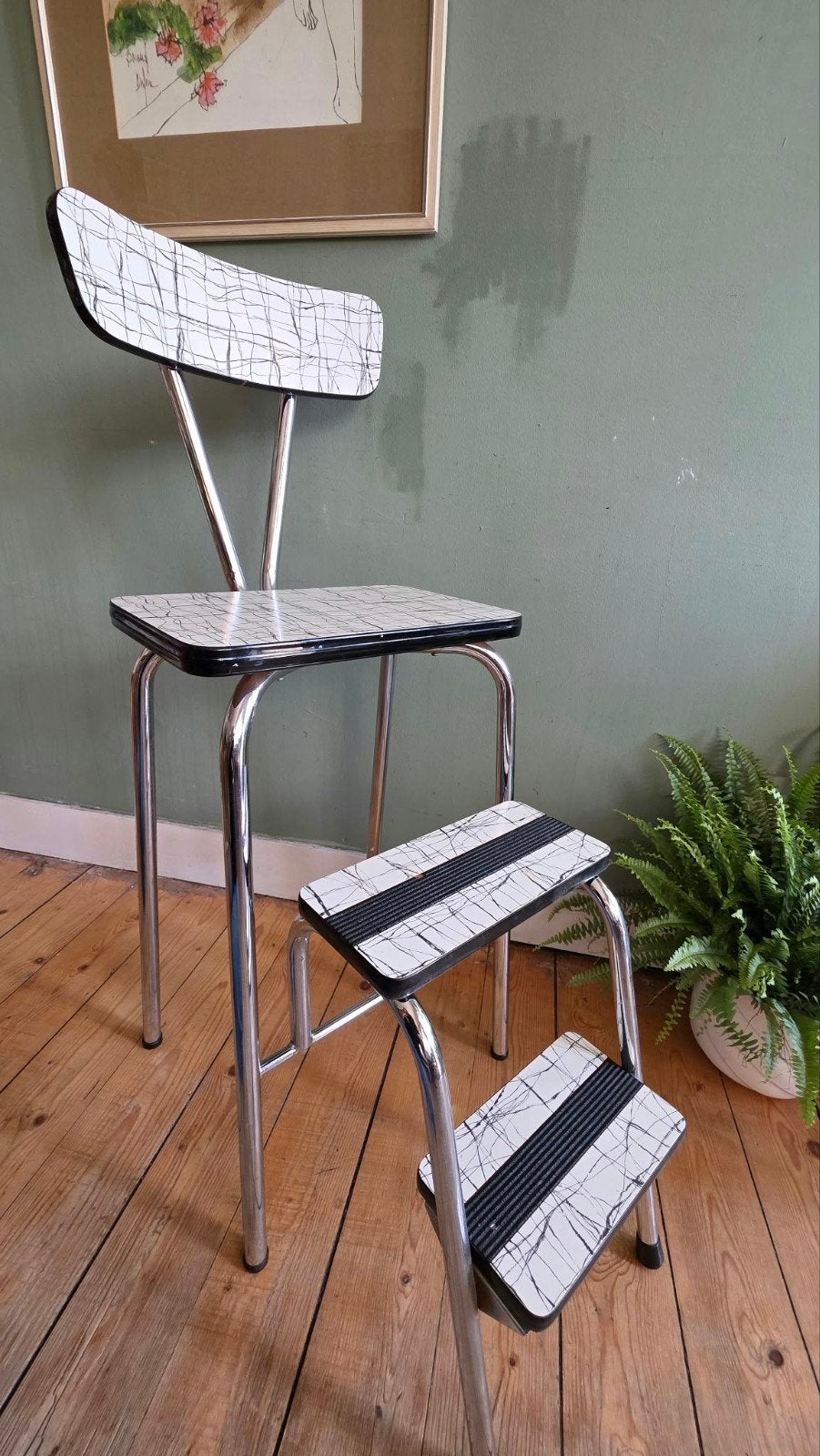 Lucky Vintage Formica keukentrapje of barstoel Jaren 60, Ophalen, Huis en Inrichting