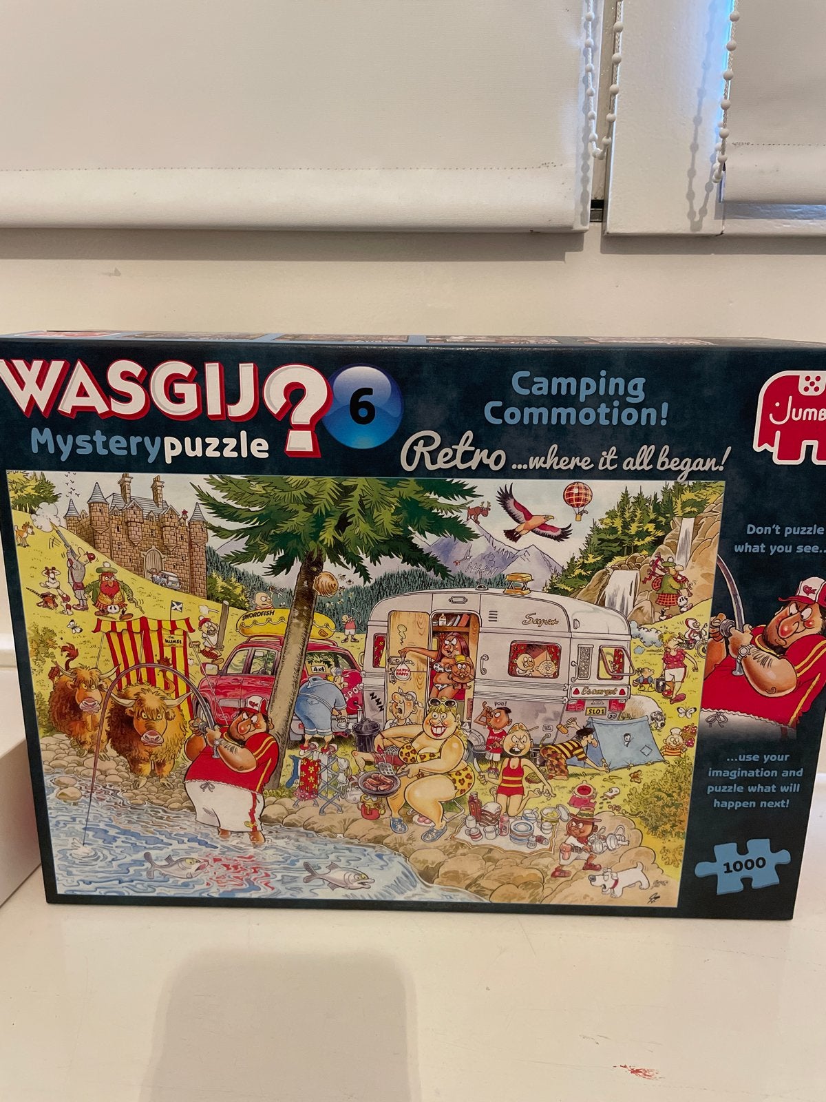 Wasgij mystery 6: Camping Commotion! Puzzel 1000 stukj, Ophalen, 500 t/m 1500 stukjes, Zo goed als nieuw, Legpuzzel