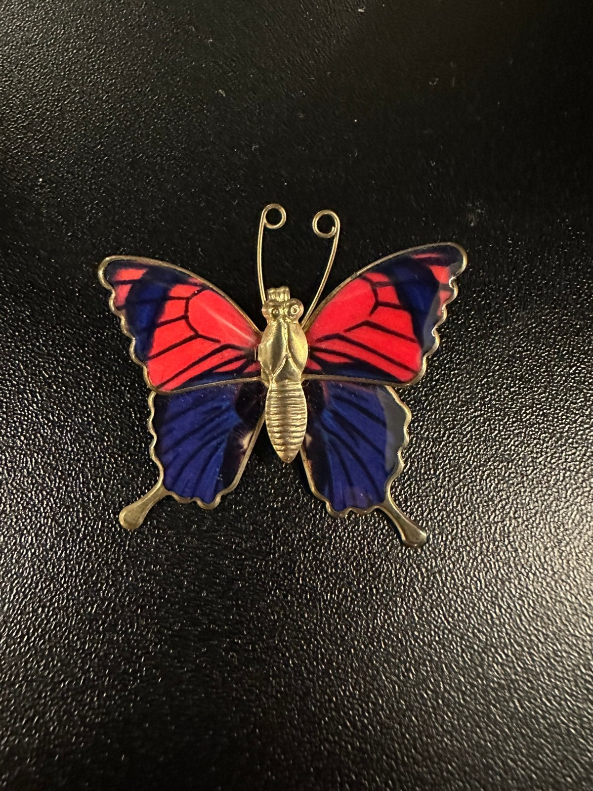 Broche vlinder, Ophalen of Verzenden, Zo goed als nieuw, Blauw, Overige materialen