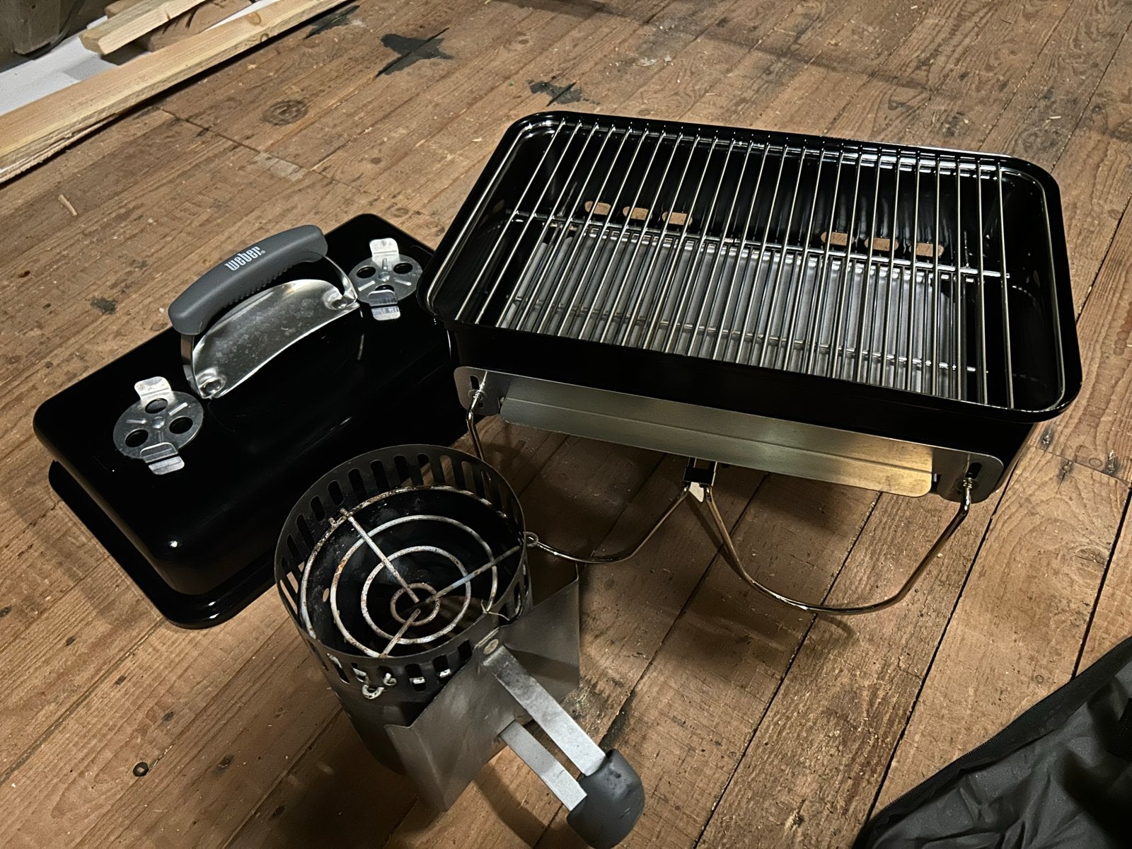 Weber Go-Anywhere BBQ incl. Draagtas en kolenstarter., Ophalen, Zo goed als nieuw