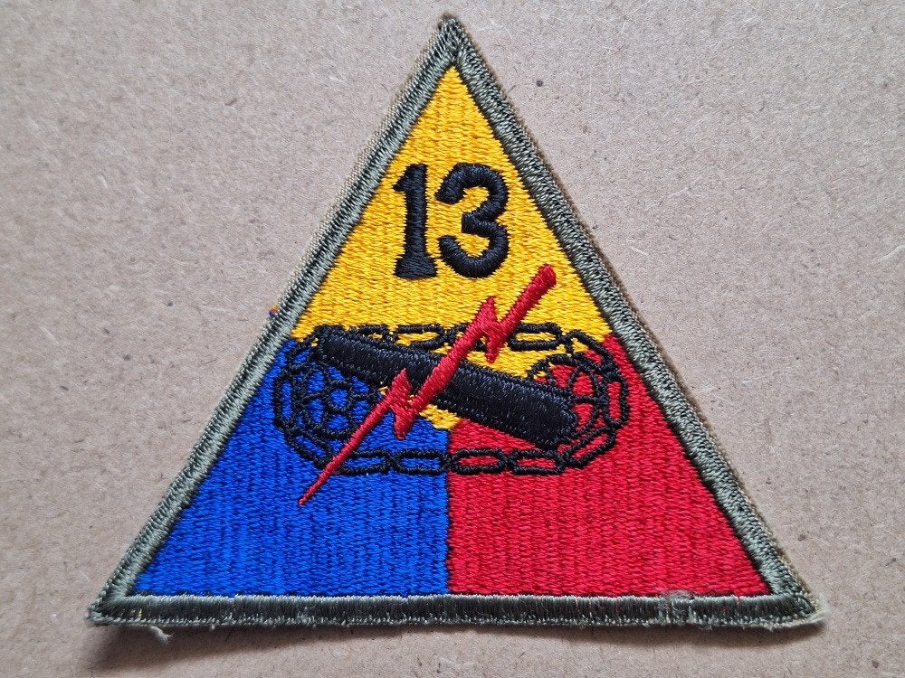WWII US 13th Armored Division patch, Verzenden, Amerika, Embleem of Badge