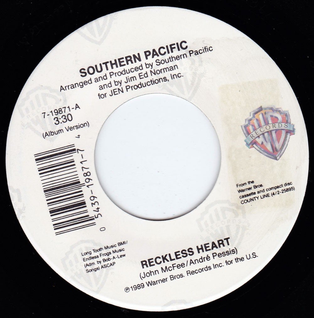 Southern Pacific - Reckless Heart 7"45, Ophalen of Verzenden, Zo goed als nieuw, 7 inch, Country en Western