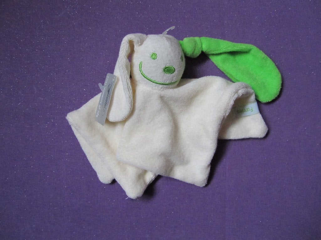 FUNNIES Knuffeldoekje KONIJN. ROOMWIT - GROEN **Nieuw**, Ophalen of Verzenden, Nieuw, Konijn, Met label