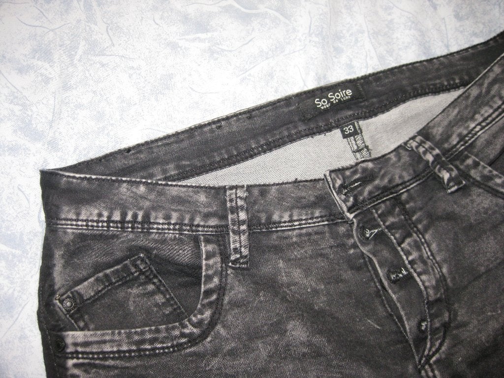 ZGAN Stretch zwarte jeans met wassing, maat: 33., Kleding | Dames, Verzenden, Zwart, Zo goed als nieuw, SoSoire