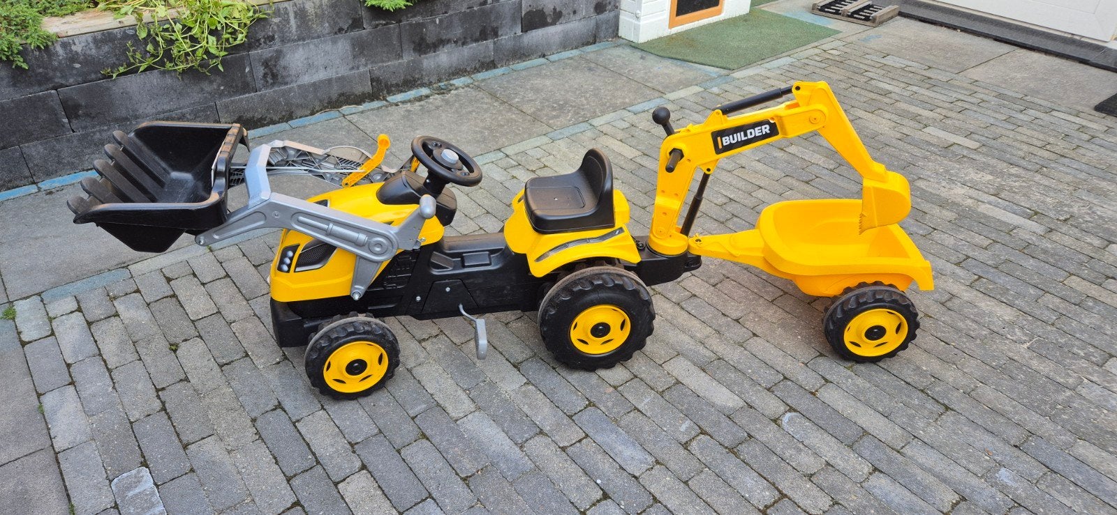 Trap tractor met voorlader en aanhanger, Ophalen of Verzenden, Overige merken