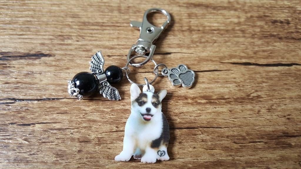 Sleutelhanger Corgi pup Puppy met beschermengeltje, Dieren en Toebehoren, Honden-accessoires, Nieuw, Verzenden