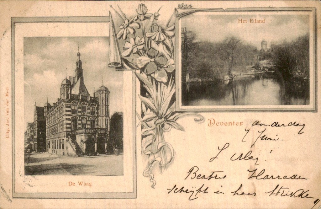 Deventer - De Waag - Het Eiland, Ophalen of Verzenden, Voor 1920, Gelopen, Overijssel