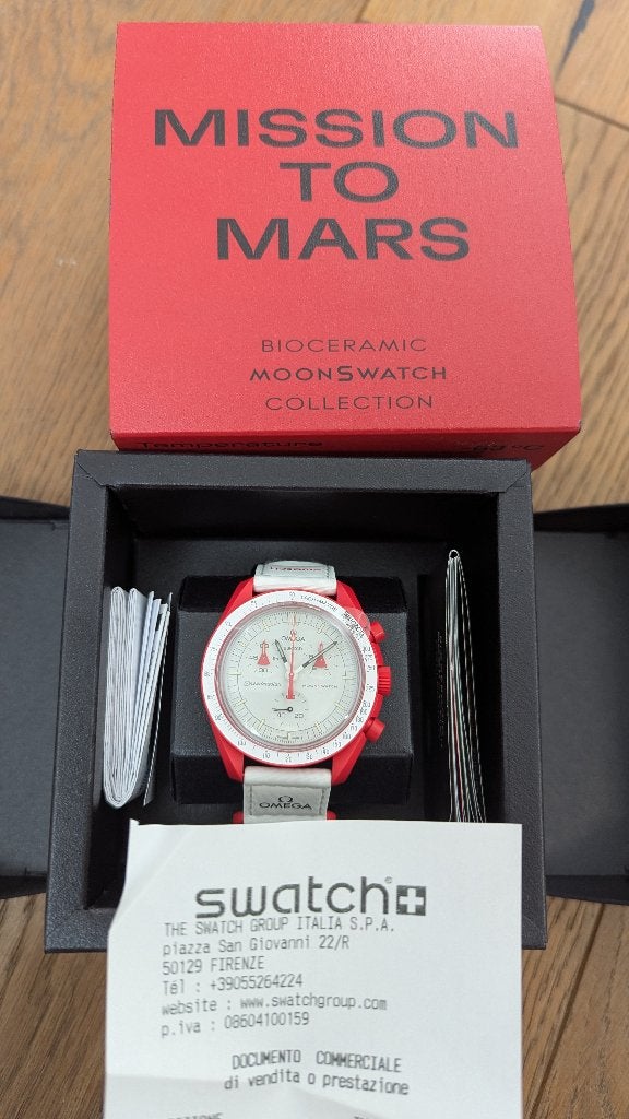 Moonswatch - Mission to Mars, Sieraden, Tassen en Uiterlijk, Ophalen, Kunststof, Polshorloge, Swatch