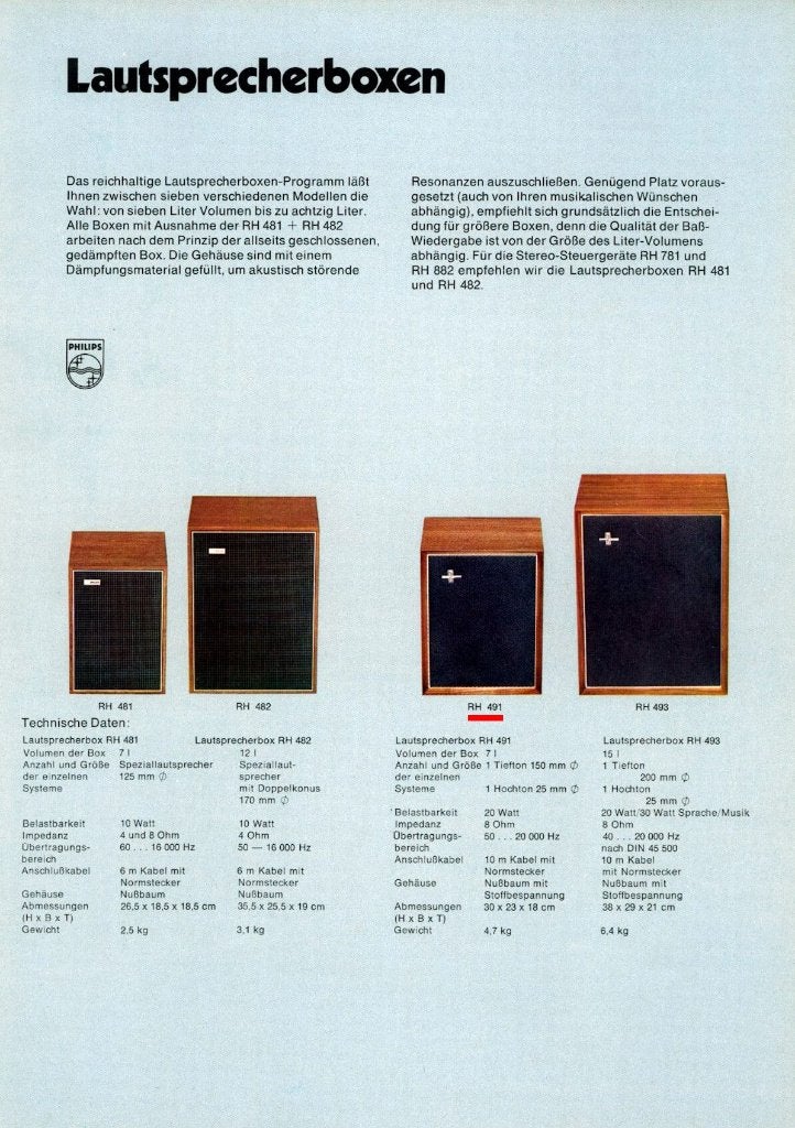 Philips 22 RH491 / 8 Ohm HiFi speakers uit 1970