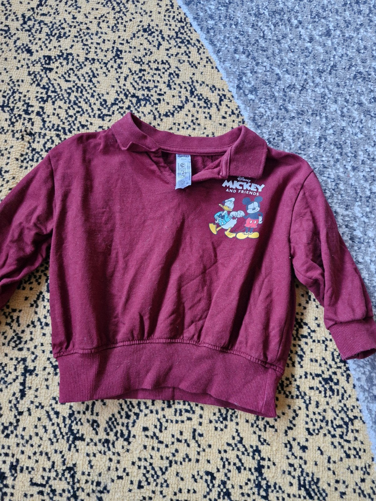 Bordeaux rode Mickey trui maat 92, Trui of Vest, Onbekend, Ophalen of Verzenden, Zo goed als nieuw