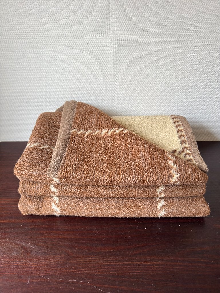 Groot Vintage Woondeken, Bruin Deken Patroon, Acryl, Dralon, Acryl, Ophalen of Verzenden, Bruin, Woondeken