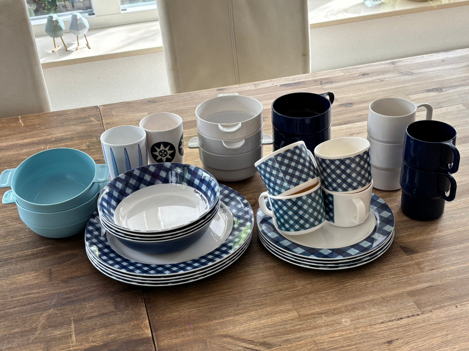 30 delig Camping servies: borden, kommen, kopjes, Ophalen of Verzenden, Gebruikt