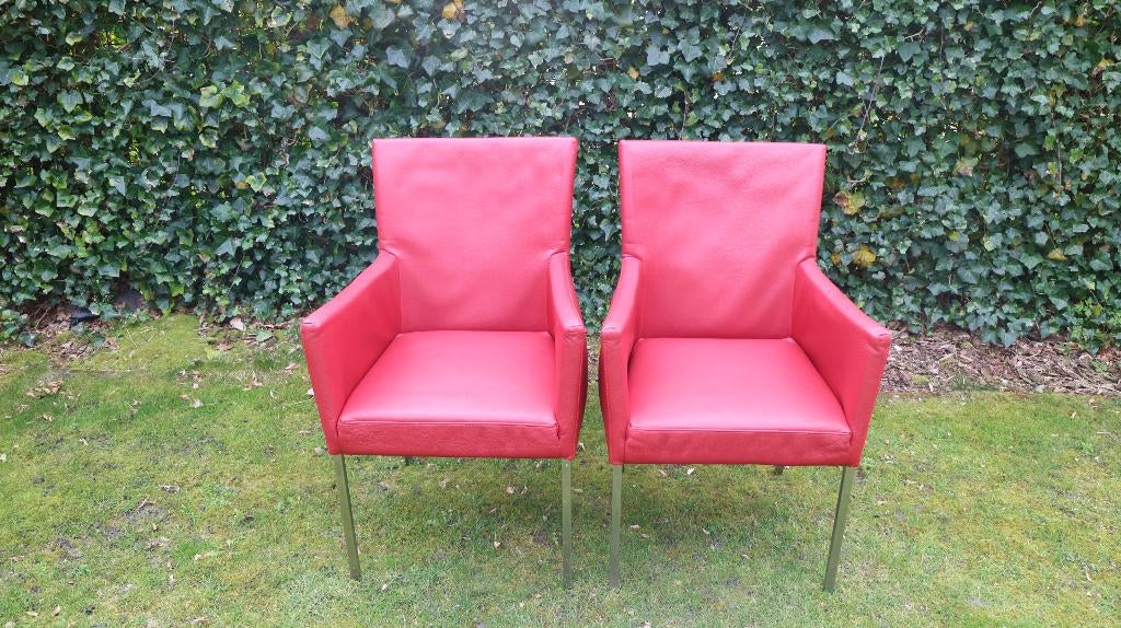 Bert Plantagie Audrey leren stoelen., Ophalen, Gebruikt, Rood, Twee