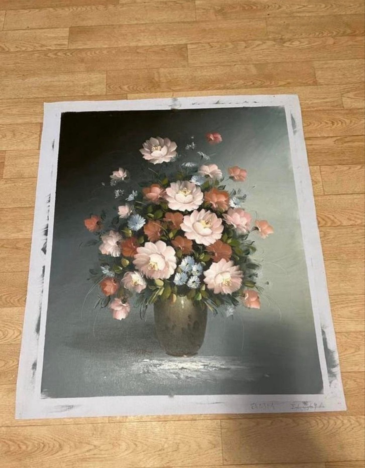 Stilleven bloemen doek (60x70 cm), Antiek en Kunst, Kunst | Schilderijen | Klassiek, Ophalen