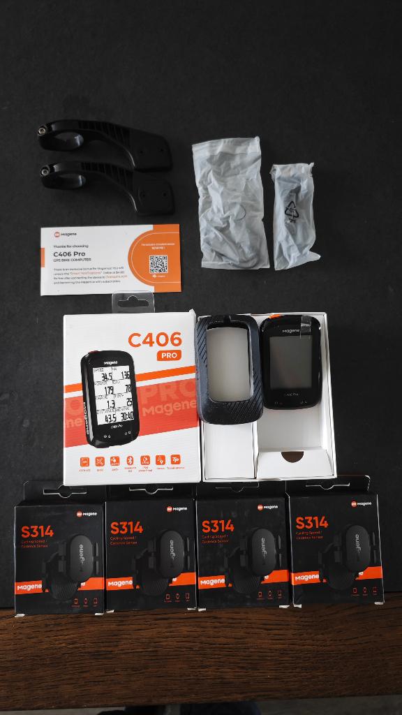 Magene C406 Pro GPS fiets comp. + 4x S314  Cadence sensors, Ophalen of Verzenden, Draadloos, Nieuw
