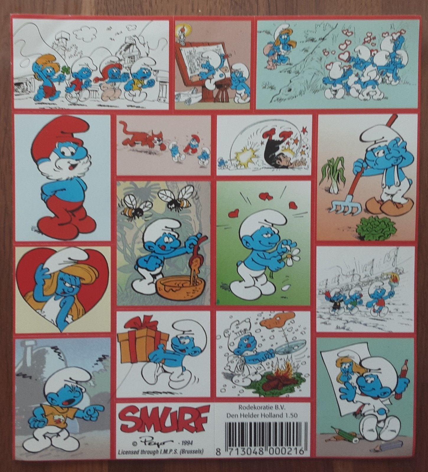 Vintage Smurfen Stickervel - Rodekoratie B.V. 1994, Verzamelen, Ophalen of Verzenden, Zo goed als nieuw, Strip of Tekenfilm