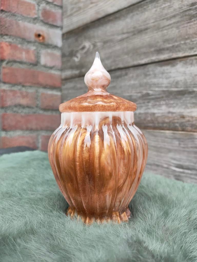 Decoratieve Pot met Deksel - Goudkleurig, Ophalen of Verzenden
