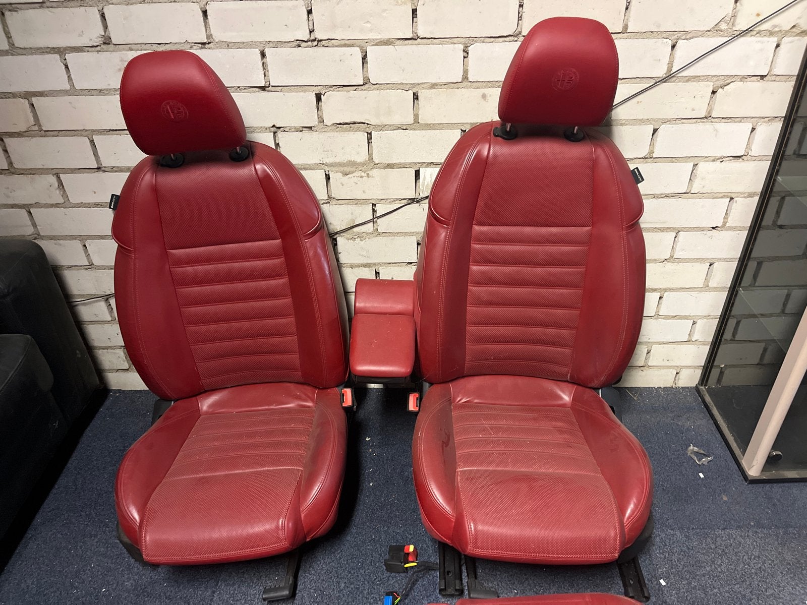 Rode lederen sportstoelen Alfa Romeo Giulia, Ophalen, Zo goed als nieuw