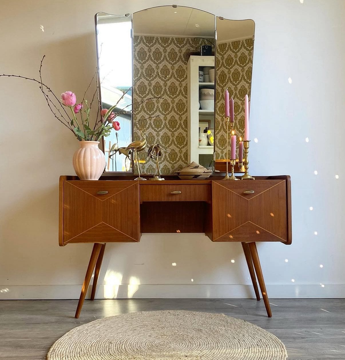 Mid century kaptafel, Ophalen of Verzenden, Zo goed als nieuw, 50 tot 100 cm, Minder dan 100 cm