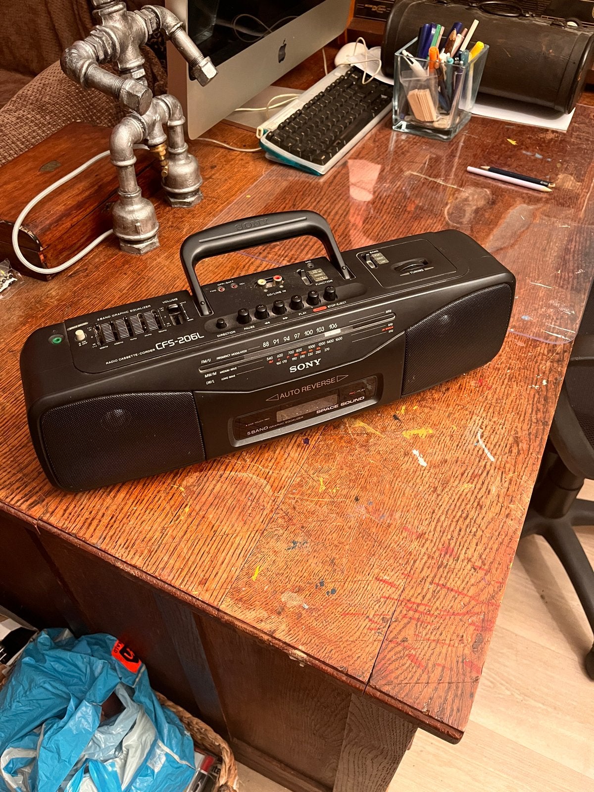 Vintage Sony CFS-206L Radio Cassette-Corder Boombox, Ophalen of Verzenden, Gebruikt, Radio