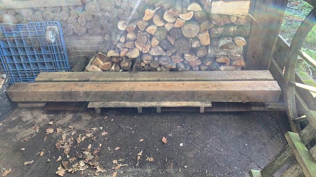 Houten palen douglas voor schommel of afdak, Tuin en Terras, Ophalen, Zo goed als nieuw, 250 cm of meer, Palen