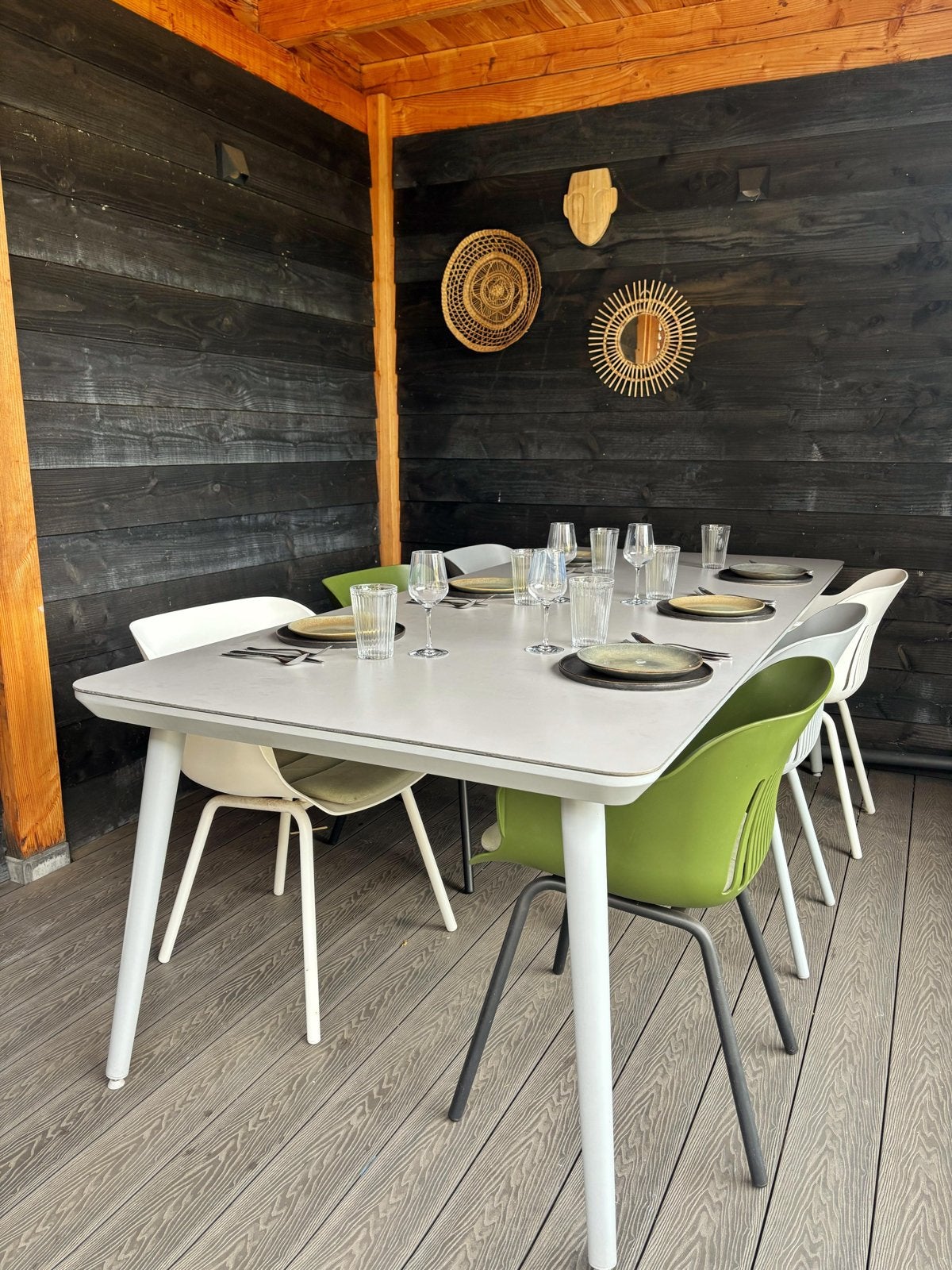 Hartman eettafel met 6 stoelen, Huis en Inrichting, Tafels | Eettafels, Ophalen, Kunststof, Gebruikt, 100 tot 150 cm