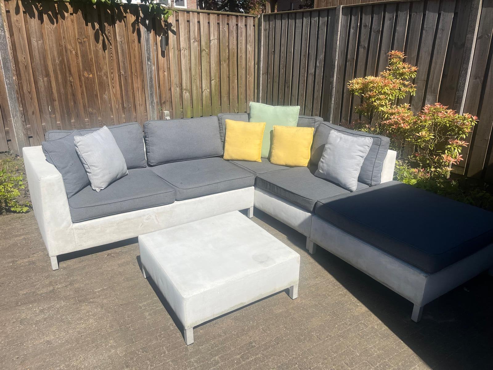 Loungeset 4-delig textileen wit, Tuin en Terras, Tuinsets en Loungesets, Gebruikt, Loungeset, Textileen, 4 zitplaatsen, Bank, Bijzettafel