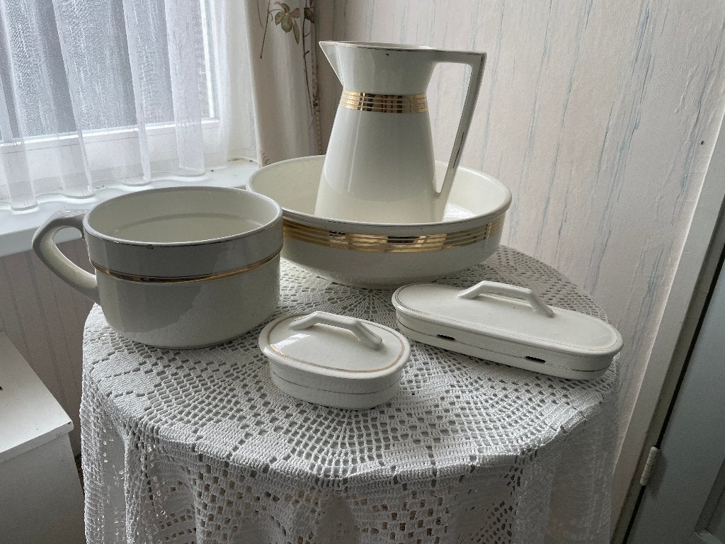Vintage wasstel met gouden rand, Antiek en Kunst, Ophalen