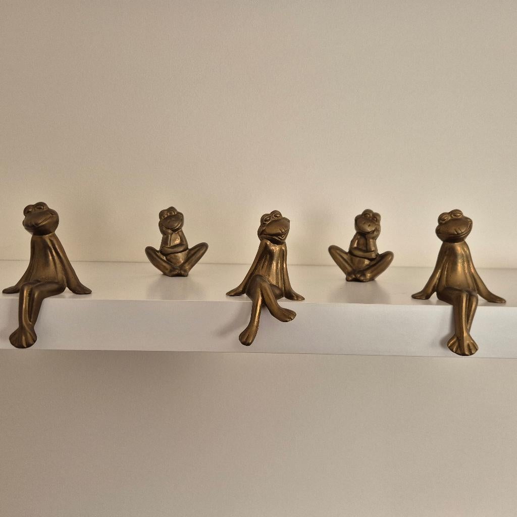 5 massief messing kikkerfiguren, Ophalen of Verzenden