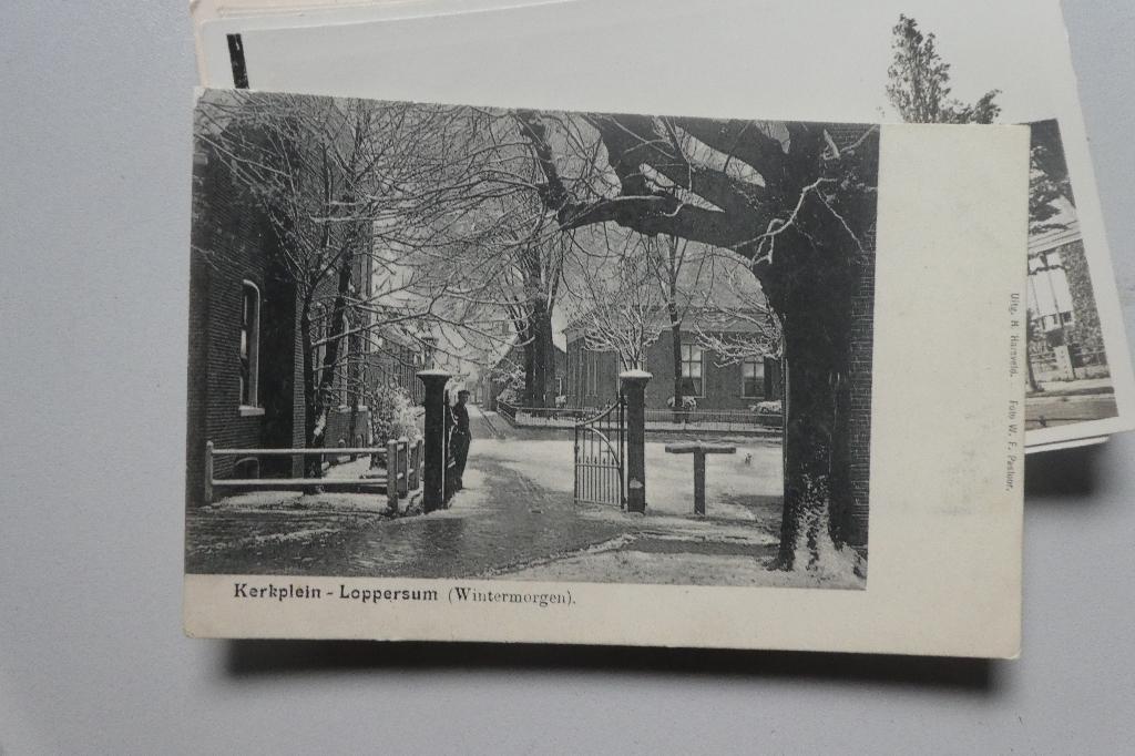 Loppersum Kerkplein op een Wintermorgen, Verzenden, Voor 1920, Groningen