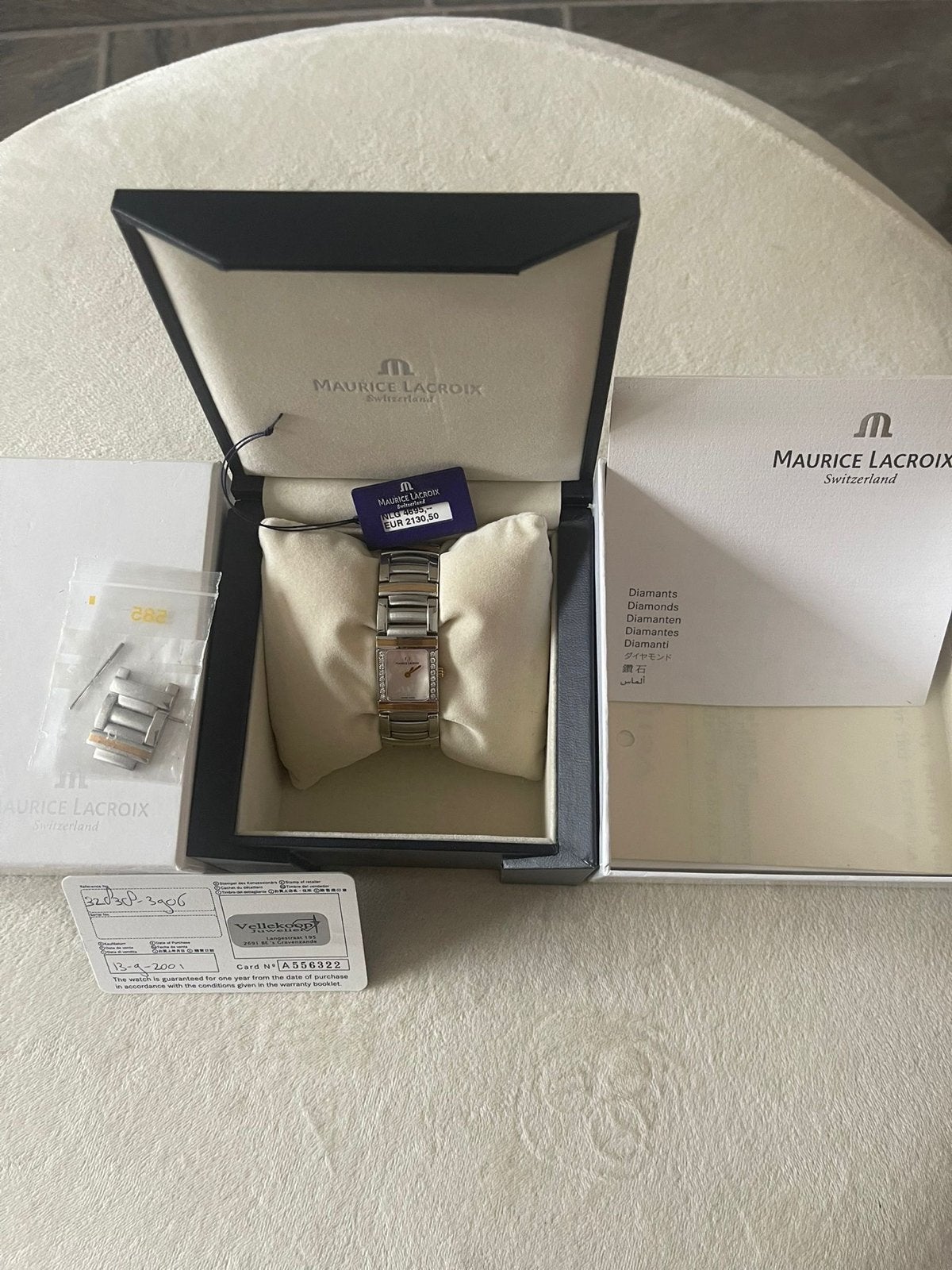 Maurice Lacroix Miros Diamond bezel, Sieraden, Tassen en Uiterlijk, Overige merken, Gebruikt, Staal, Polshorloge