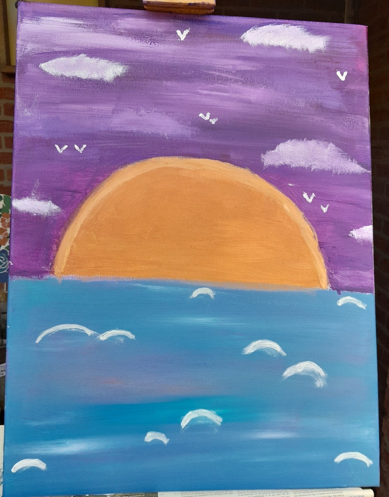 Zonsondergang Schilderij Acryl op doek, Gesigneerd, Ophalen of Verzenden