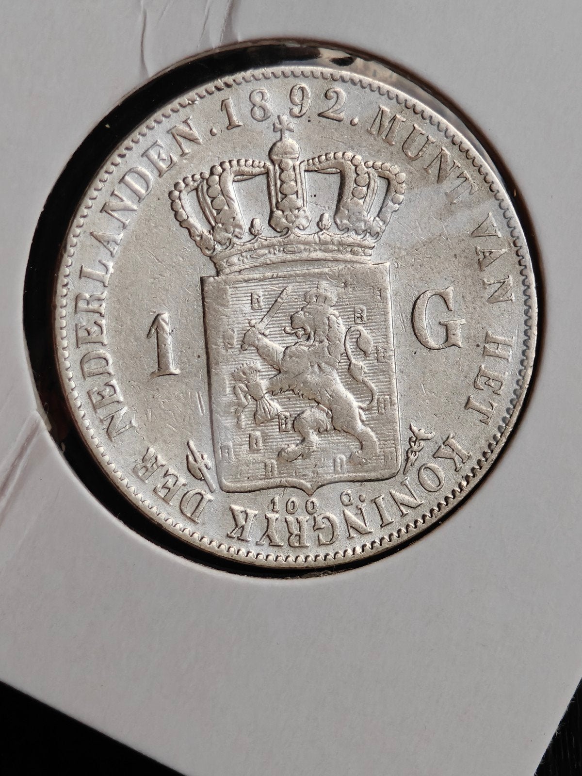 1 Gulden 1892 Koningin Wilhelmina Zilveren Munt, Postzegels en Munten, 1 gulden, Zilver, Ophalen of Verzenden, Koningin Wilhelmina