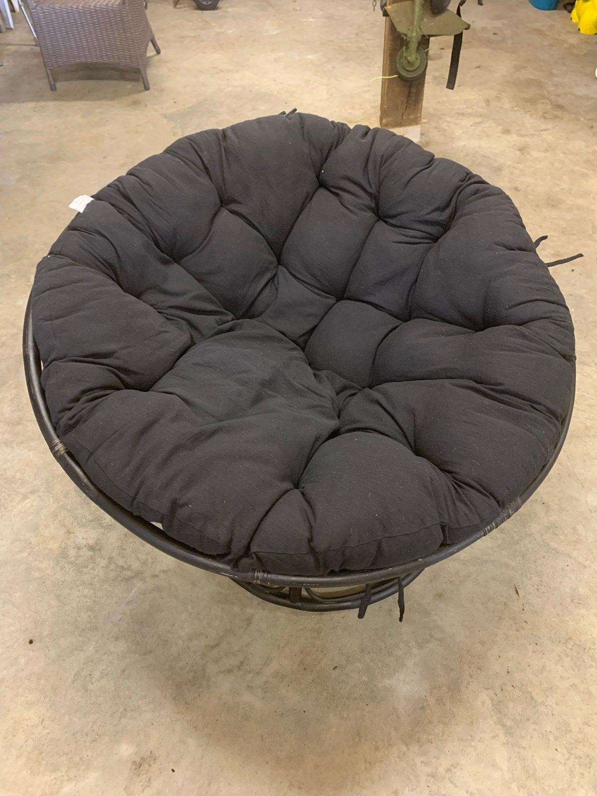 Papasan stoel van Gamma met zwart kussen, Ophalen, Gebruikt, Zwart, Riet of Rotan