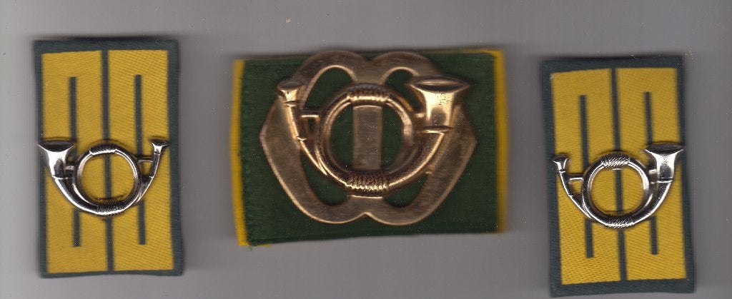 baretembleem en set kraagpatten Garde Jagers, Ophalen of Verzenden, Landmacht, Nederland, Embleem of Badge