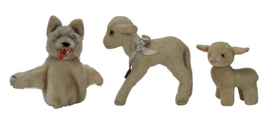 1096. Knuffels - teddybeertje, wolf, lammetjes e.a. 20e eeuw, Antiek en Kunst, Ophalen of Verzenden