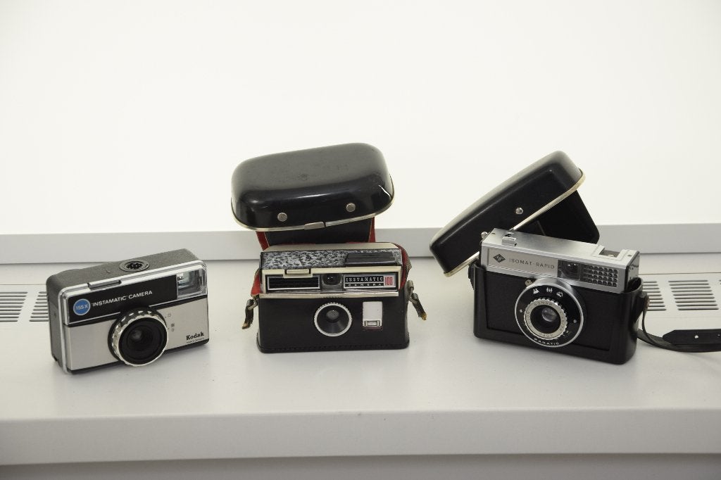 Set Vintage Fotocamera'sKodak Instamatic & Agfa Isomat-Rapid, Ophalen of Verzenden, Gebruikt, Compact, Overige Merken