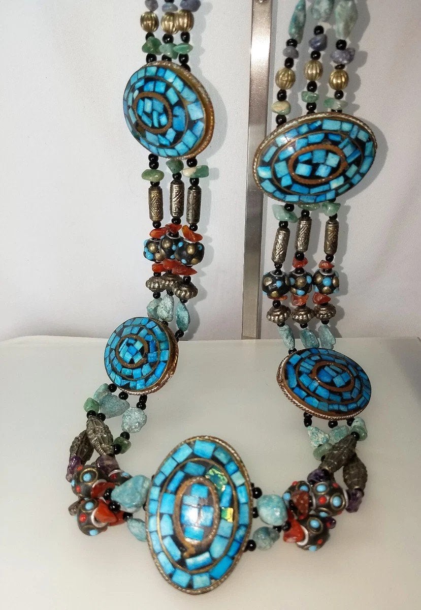 Vintage  glazen hals  kralen ketting /  mooi oude ketting, Ophalen of Verzenden, Zo goed als nieuw, Overige materialen