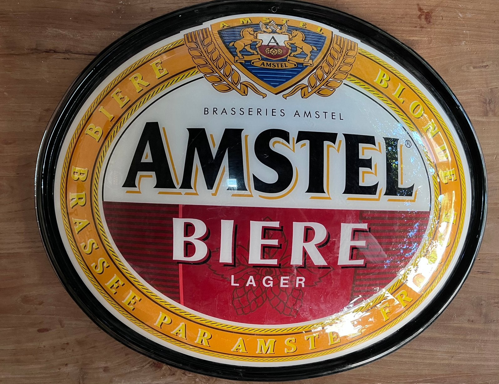 Franse Amstel reclame, Verzamelen, Biermerken, Ophalen, Zo goed als nieuw, Reclamebord, Plaat of Schild, Overige merken