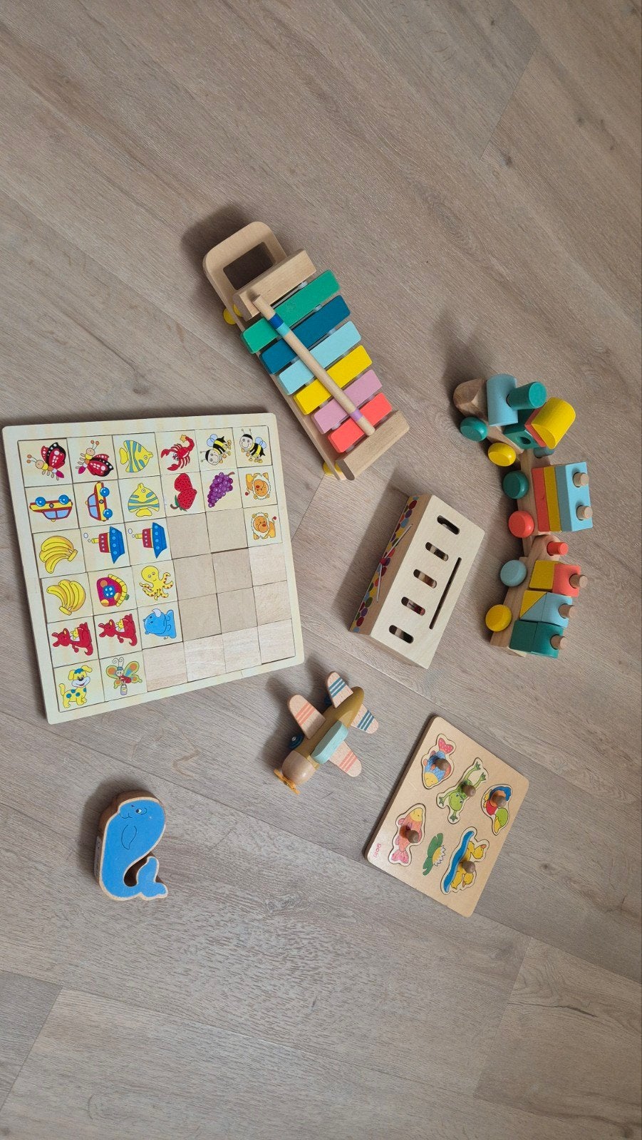 Houten speelgoed set: xylofoon, puzzels en meer, Ophalen of Verzenden, Gebruikt, Overige typen