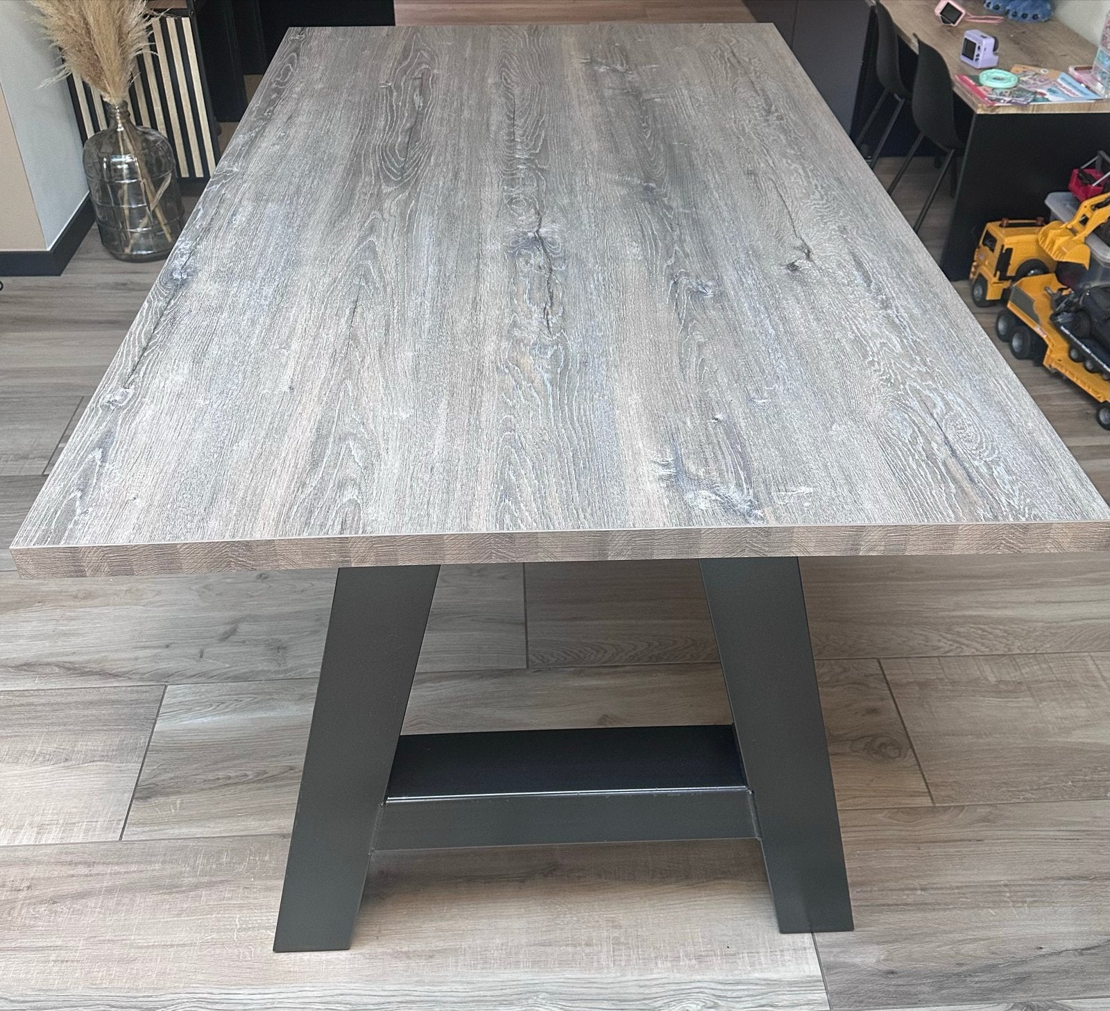 Tafel met A-frame stalen poten - lichte beschadiging, Ophalen, Gebruikt, Rechthoekig, Metaal
