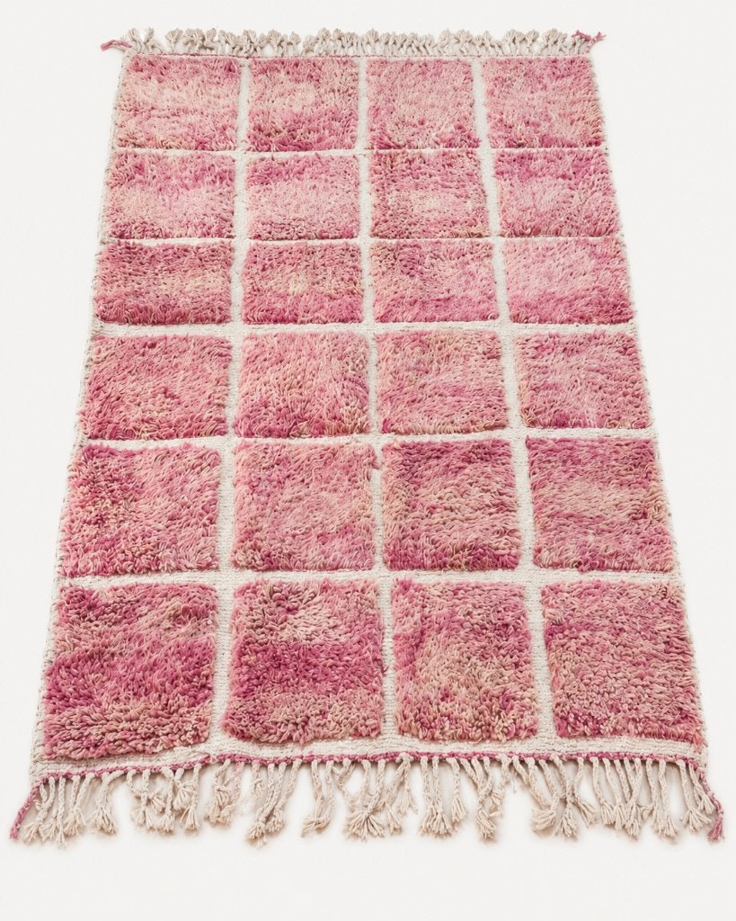 Roze wollen vloerkleed 150x250 - handgemaakt Marokkaans, Huis en Inrichting, Info@maroccarpets.nl, 150 tot 200 cm, Ophalen of Verzenden