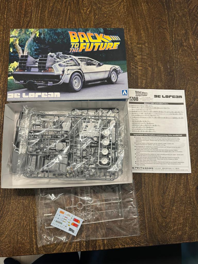 Aoshima Back to the Future DeLorean - Schaal 1:24, Overige merken, Auto, Groter dan 1:32, Nieuw